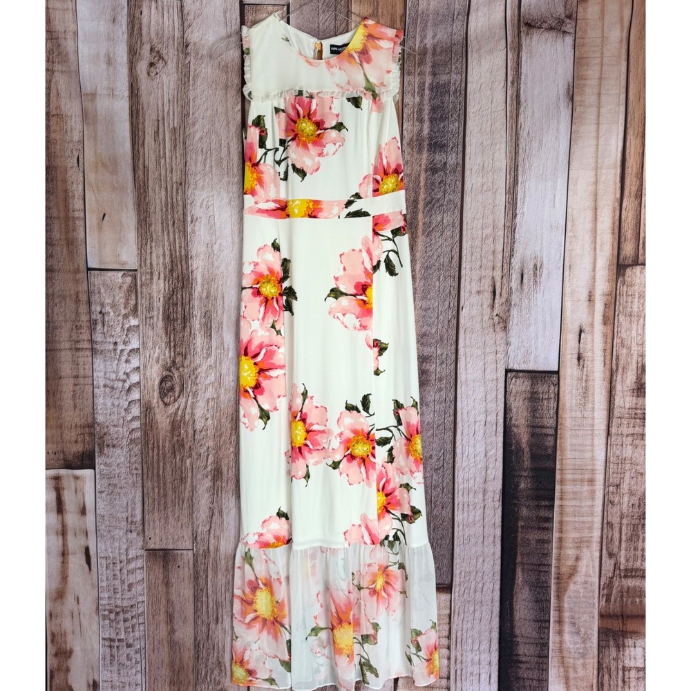 Karl Lagerfeld Paris Floral Maxi Dress Ruffle Tiered Feminine Romantic‎ 10 NWT